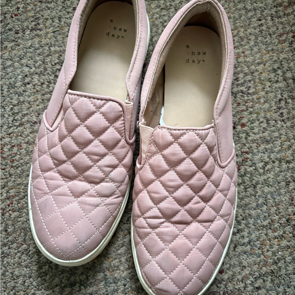 A New Day Women's Blush Quilted Slip-On Sneakers